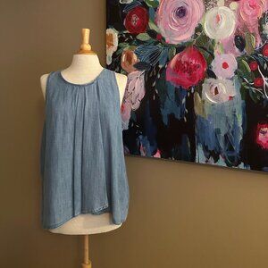 NWT Banana Republic Chambray Lyocell Tank Top Sleeveless Blue Size Large